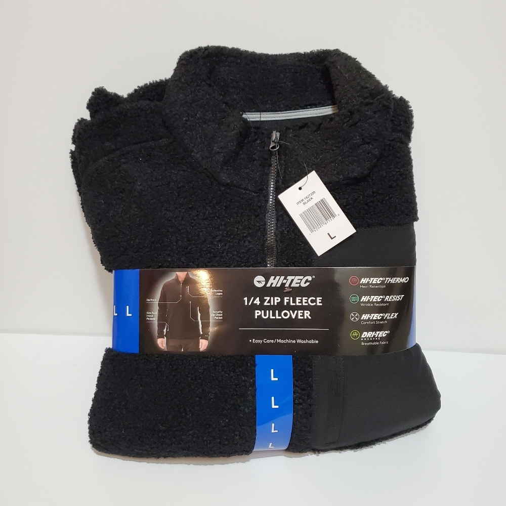 HI-TEC Men’s Thermo Fleece ¼ Zip Pullover Black Size Large